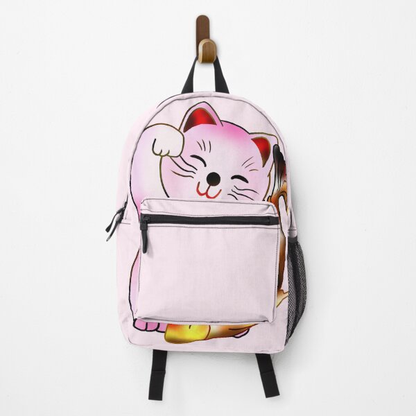 Item preview, Right paw pinkgood luck maneki neko with fish designed and sold by CuisineCat.