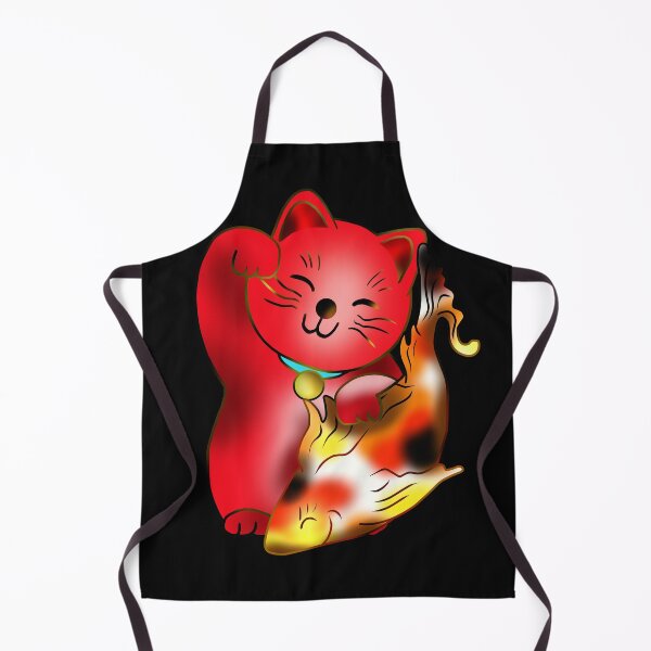 Item preview, Right paw red maneki neko lucky cat with fish designed and sold by CuisineCat.