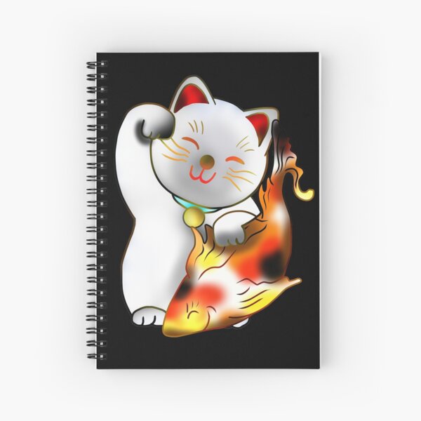 Item preview, Right paw white good luck maneki neko with fish designed and sold by CuisineCat.