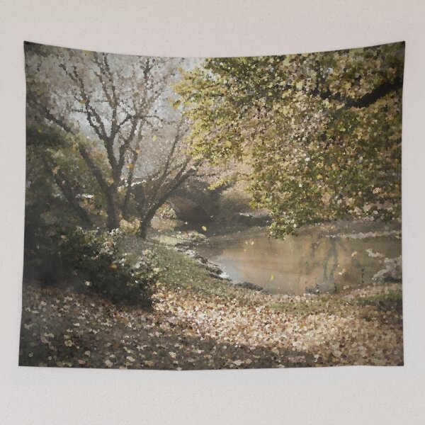 Item preview, Bridge Over Pond In Autumn designed and sold by MathenaArt.
