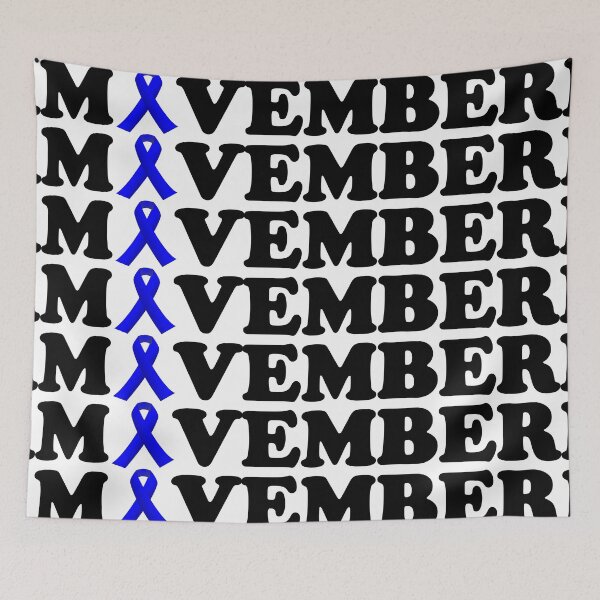 Aperçu de l'œuvre Movember Typographie sensibilisation à la santé mentale ruban bleu lettrage noir créée et vendue par Deegital18.
