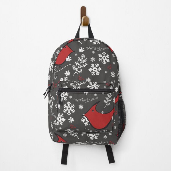 Item preview, Merry Christmas, Red Cardinals w Snowflakes on Dark Gray designed and sold by Cheryl Graham.