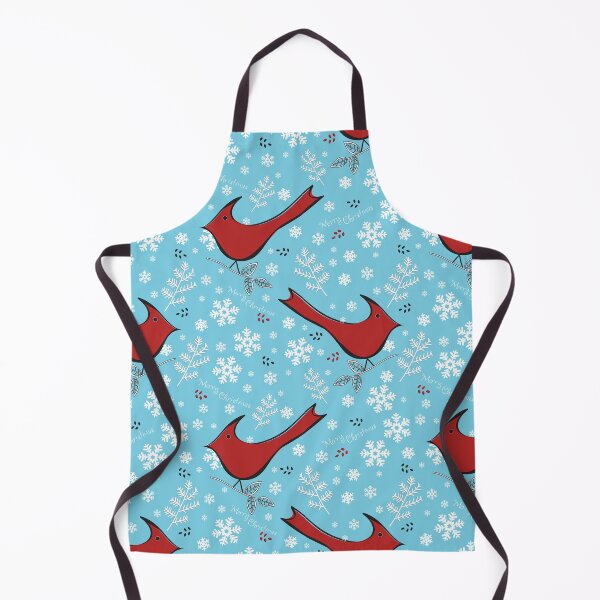 Item preview, Merry Christmas Red Cardinals, Snowflakes, Berries on Blue designed and sold by Cheryl Graham.