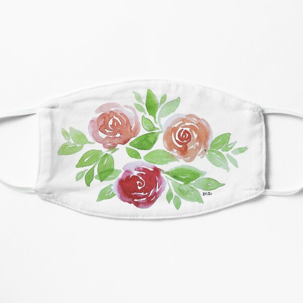 Watercolor Rose Bouquet Flat Mask