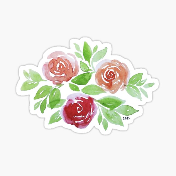 Watercolor Rose Bouquet Sticker