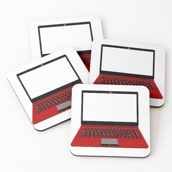 Item preview, realistic laptop vector illustration in black and red color designed and sold by asep sarifudin.