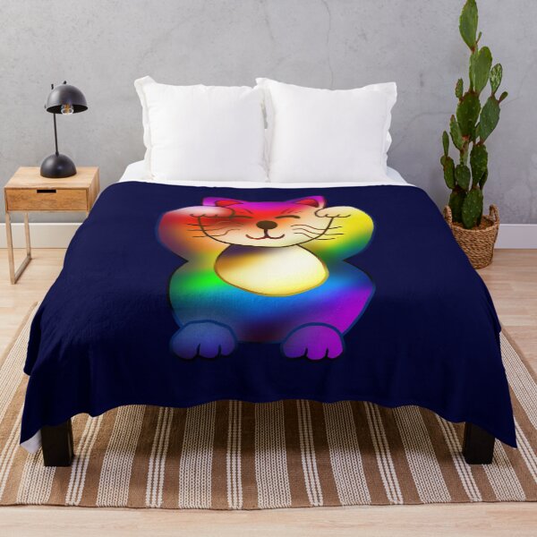 Item preview, rainbow pride maneki neko lucky cat designed and sold by CuisineCat.