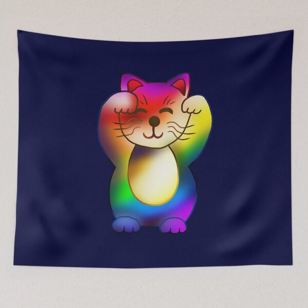 Item preview, rainbow pride maneki neko lucky cat designed and sold by CuisineCat.