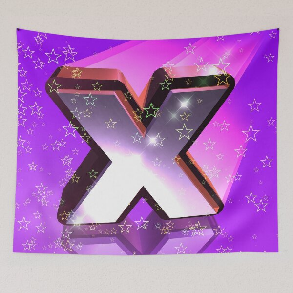 Item preview, Flying Metallic Letter X In The Stars On Violet Purple | Starry Night Letters designed and sold by SerendipityNow.