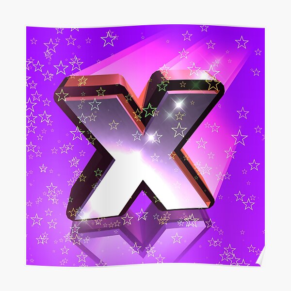 flying-metallic-letter-x-in-the-stars-on-violet-purple-starry-night