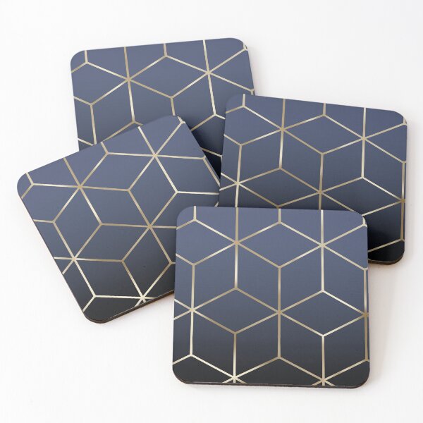 Item preview, Gold cubes on Navy Blue  designed and sold by KammyArt.