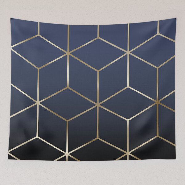 Item preview, Gold cubes on Navy Blue  designed and sold by KammyArt.