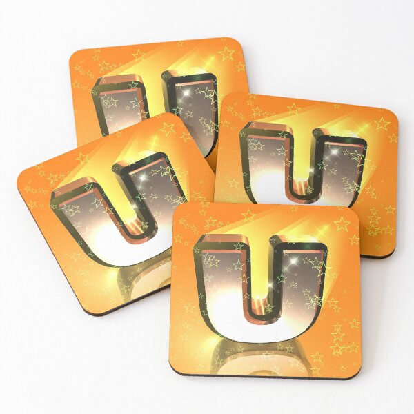 Item preview, Flying Metallic Letter U In The Stars On Orange | Starry Night Letters designed and sold by SerendipityNow.