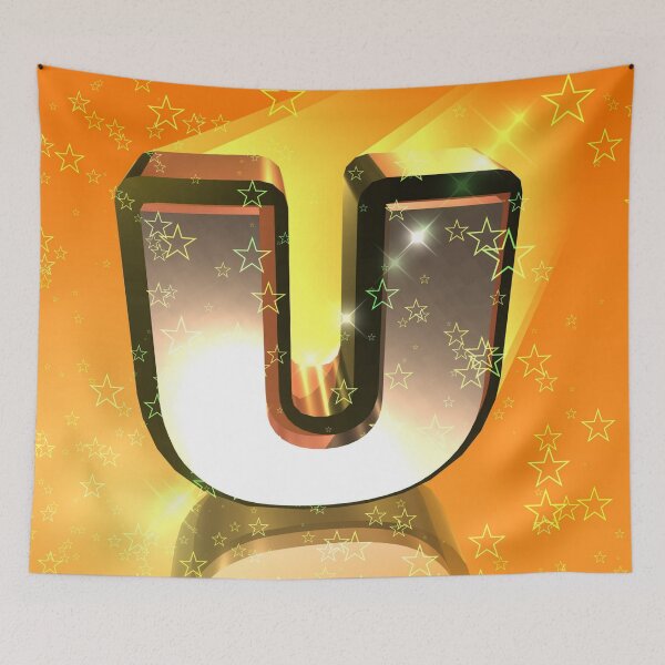 Item preview, Flying Metallic Letter U In The Stars On Orange | Starry Night Letters designed and sold by SerendipityNow.