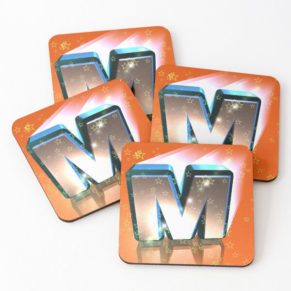 Item preview, Flying Metallic Letter M In The Stars On Orange | Starry Night Letters designed and sold by SerendipityNow.