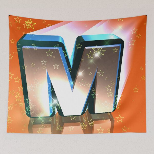 Item preview, Flying Metallic Letter M In The Stars On Orange | Starry Night Letters designed and sold by SerendipityNow.