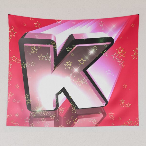 Item preview, Flying Metallic Letter K In The Stars On Cherry Red | Starry Night Letters designed and sold by SerendipityNow.