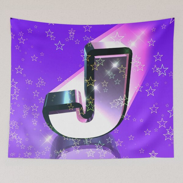 Item preview, Flying Metallic Letter J In The Stars On Violet Purple | Starry Night Letters designed and sold by SerendipityNow.