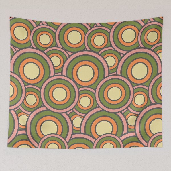 Item preview, Retro Style Circles geometrical minimalistic vintage pattern in olive, yellow, orange and pink. designed and sold by milkasweet.