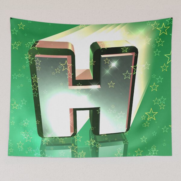Item preview, Flying Metallic Letter H In The Stars On Green | Starry Night Letters designed and sold by SerendipityNow.