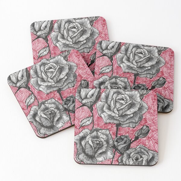 Item preview, roses in red and black ink designed and sold by Vivien Merveilles.