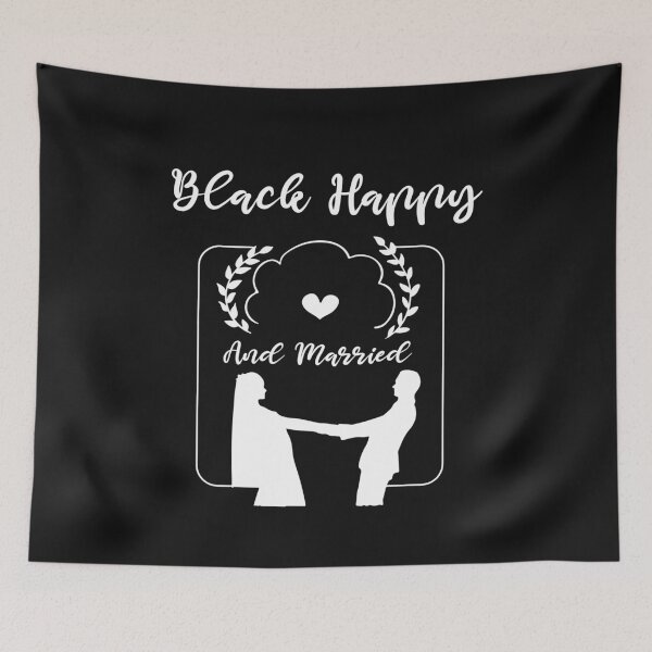 Item preview, Black happy and married tshirt designed and sold by Chaos Pixel Studio.