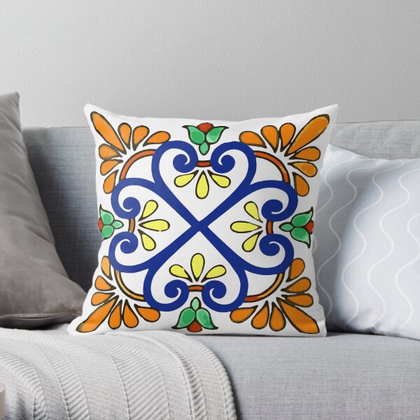 Talavera Burnt Orange Wings Throw Pillow