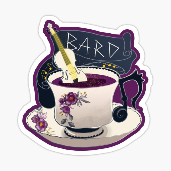 Item preview, Dungeons and Dragons Tea Cup Bard Digital Art Sticker designed and sold by FFForge.