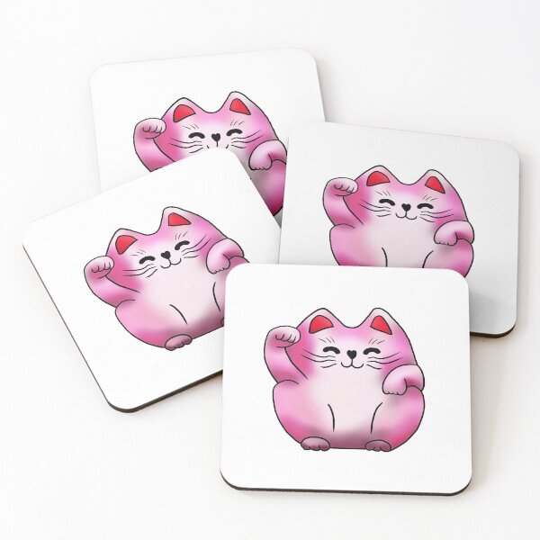 Item preview, Right paw pink sitting maneki neko lucky cat designed and sold by CuisineCat.
