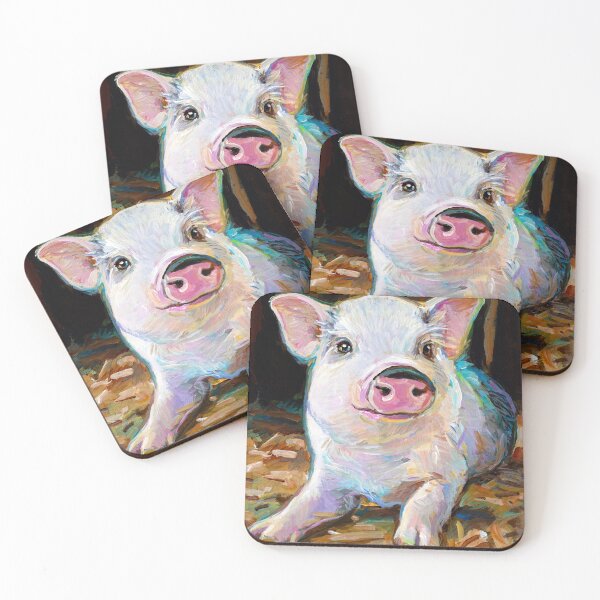 Item preview, Cute Farm Pig in Barn Painting by Robert Phelps designed and sold by RobertPhelpsArt.