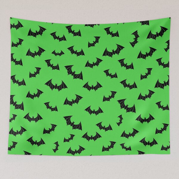 Item preview, Cute Spooky Halloween Bats Black and Neon Green Asymmetrical Design designed and sold by stacree.