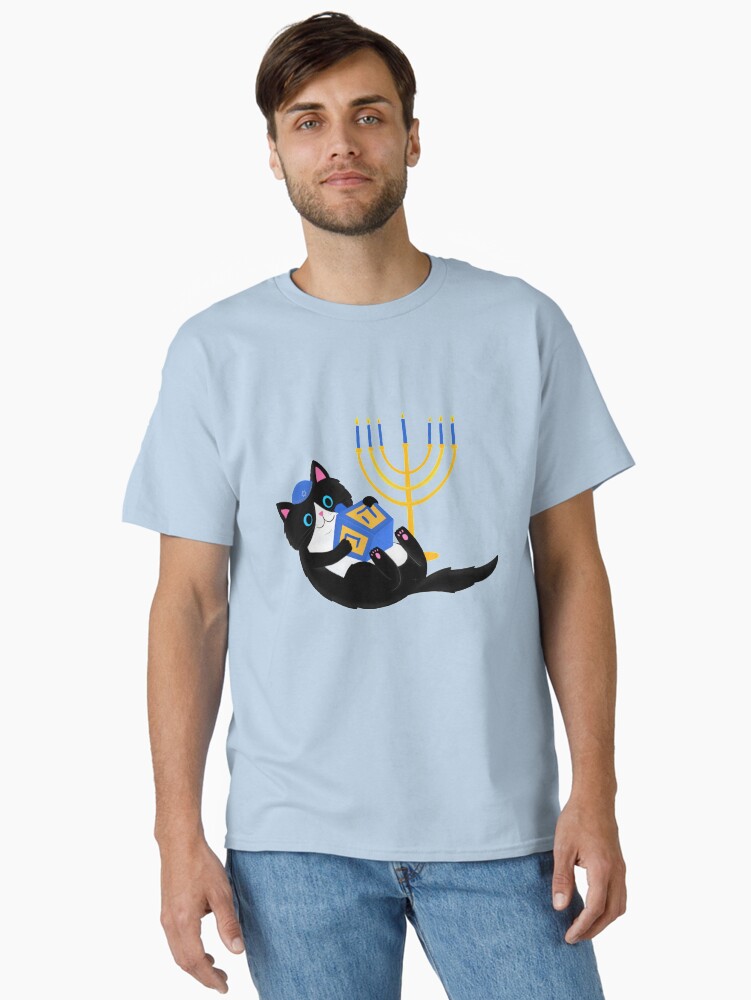 Thumbnail 2 of 7, Classic T-Shirt, Hanukkah Cat designed and sold by HebrewHipster.