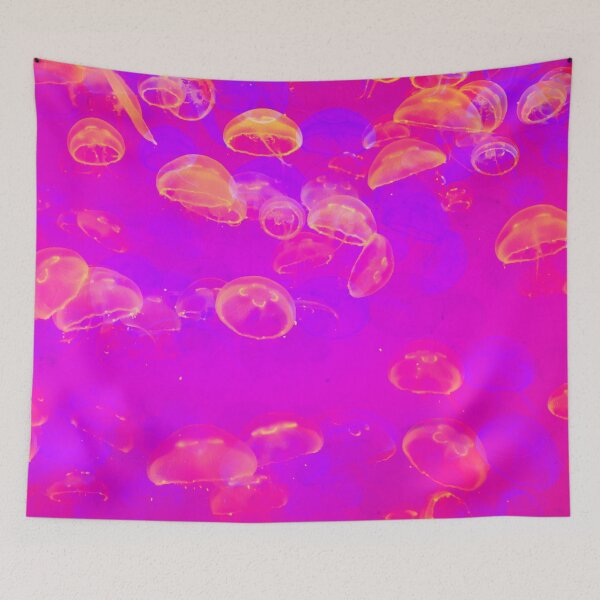Item preview, Tiny Orange Glowing Jellyfish Jamboree designed and sold by StayCuztom.