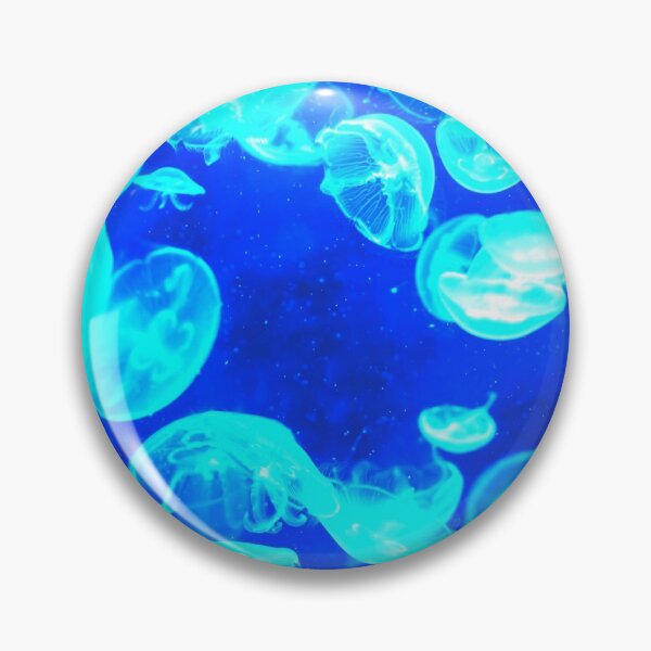 Item preview, Bright Blue Glowing Jellyfish Deep Blue Sea designed and sold by StayCuztom.