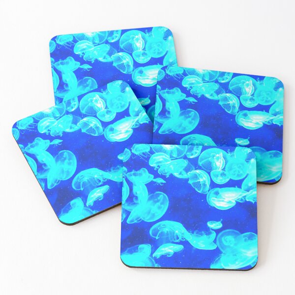 Item preview, Bright Blue Glowing Jellyfish Deep Blue Sea designed and sold by StayCuztom.