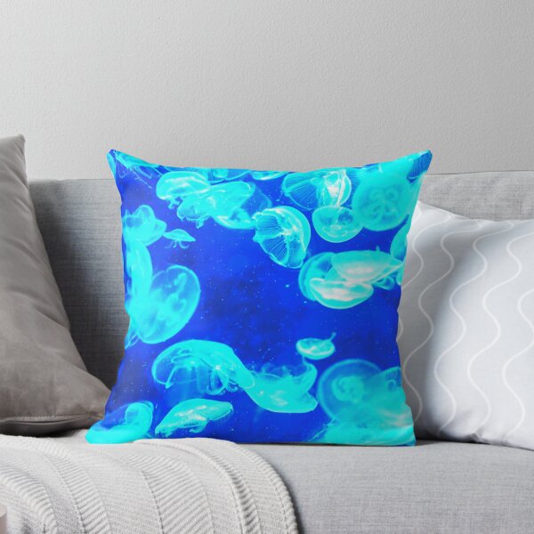 Item preview, Bright Blue Glowing Jellyfish Deep Blue Sea designed and sold by StayCuztom.