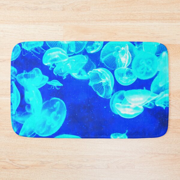 Item preview, Bright Blue Glowing Jellyfish Deep Blue Sea designed and sold by StayCuztom.