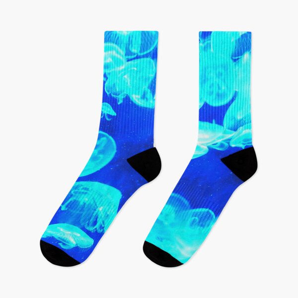 Item preview, Bright Blue Glowing Jellyfish Deep Blue Sea designed and sold by StayCuztom.