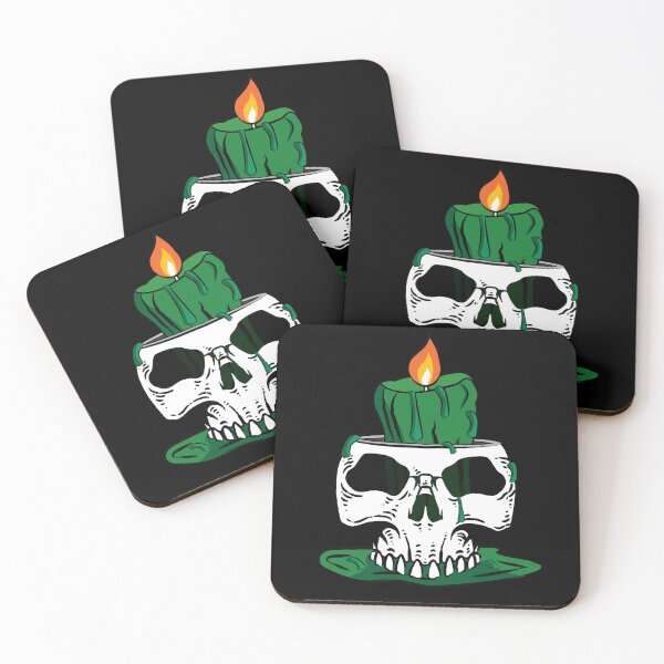 Item preview, Green Halloween Skull Candle designed and sold by klaptout.