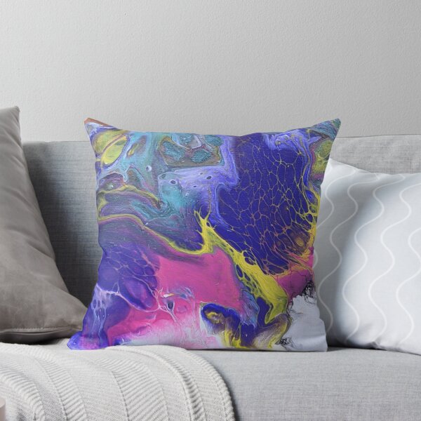 Aperçu de l'œuvre Abstrait fantaisiste violet, blanc, rose jaune, Aqua Swirl Art acrylique créée et vendue par snowpinecone.