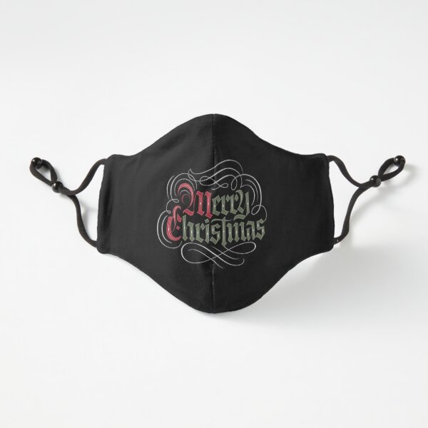 Flourished Elegant Merry Christmas Calligraphy Fitted 3-Layer
