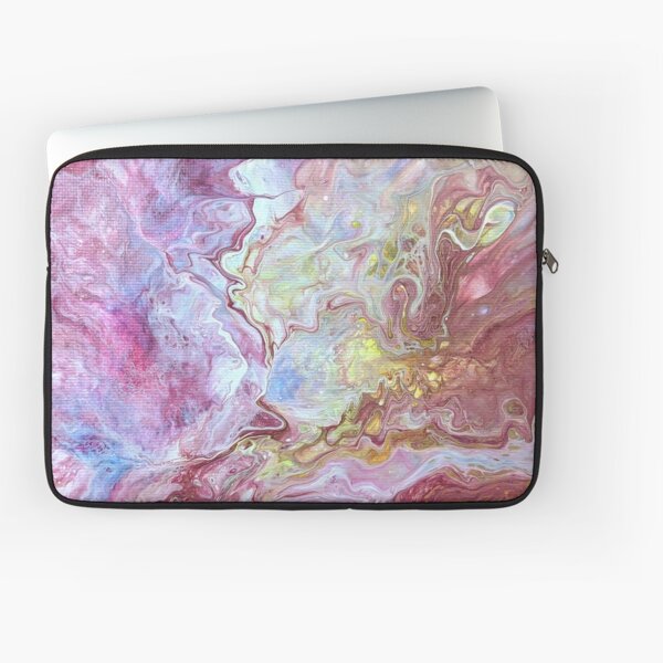 Delightful Red, Pink, Yellow, Blue Abstract Acrylic Pour Art Laptop Sleeve