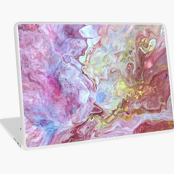Delightful Red, Pink, Yellow, Blue Abstract Acrylic Pour Art Laptop Skin