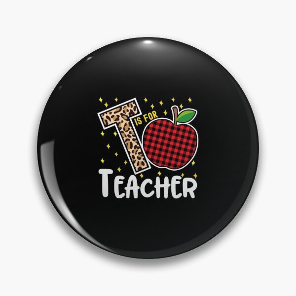 Item preview, T is for Teacher Leopard Buffalo Plaid Apple designed and sold by ClarkeLilly.