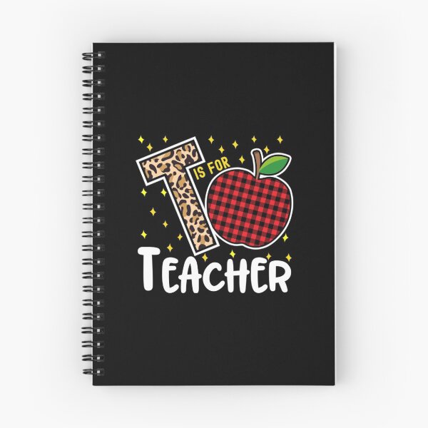 Item preview, T is for Teacher Leopard Buffalo Plaid Apple designed and sold by ClarkeLilly.