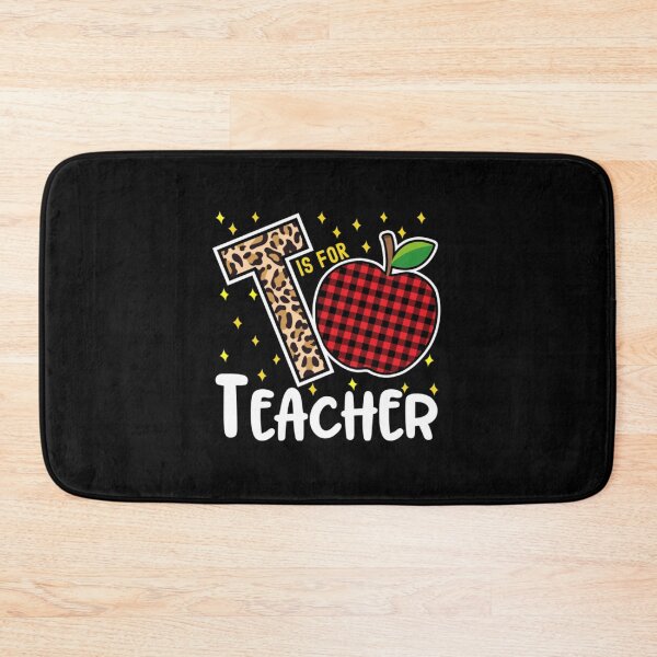 Item preview, T is for Teacher Leopard Buffalo Plaid Apple designed and sold by ClarkeLilly.