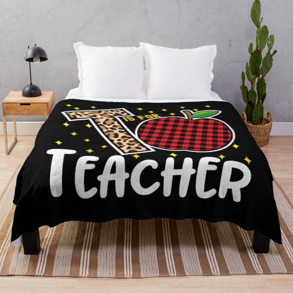 Item preview, T is for Teacher Leopard Buffalo Plaid Apple designed and sold by ClarkeLilly.