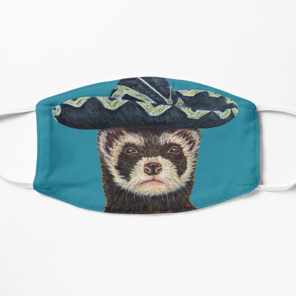 Ferret Fiesta, Blue Background Flat Mask