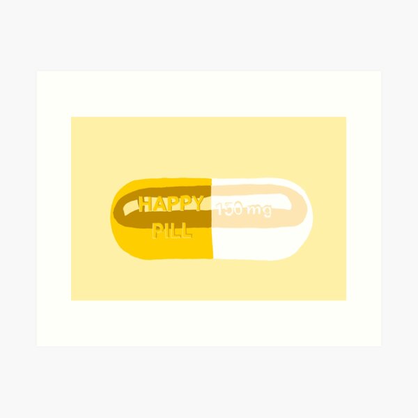 Happy Pill Yellow Art Print