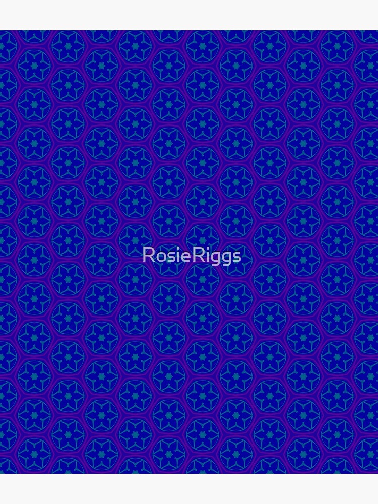 Thumbnail 3 of 3, Backpack, Blue and Pink Kaleidoscope Repeating Flowers designed and sold by RosieRiggs.